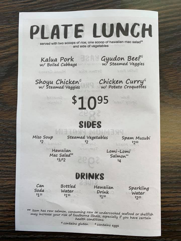 IMAGE: Photo of a white menu for THE POKE SHACK