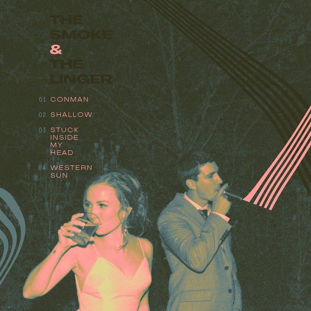 IMAGE: Album art featuring a woman in a white dress drinking from a glass, and a man smoking a cigar. The album art features a tracklisting as well. Photo provided by Retro Via.