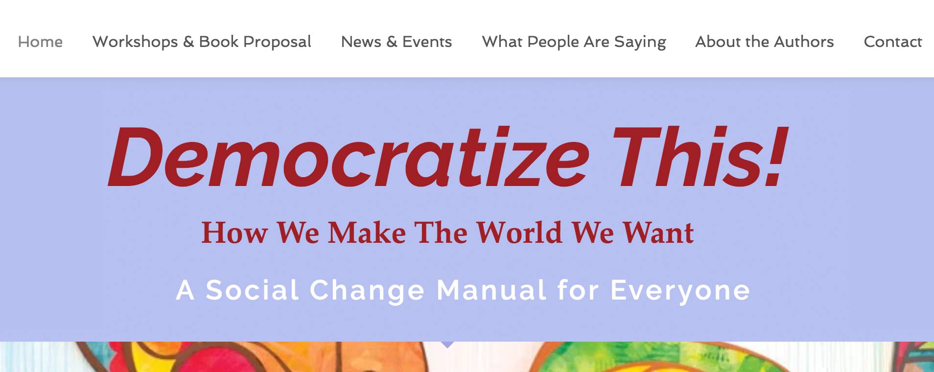 Screenshot of the header of the Democratize This! website. Screenshot by Danielle Chynoweth. 