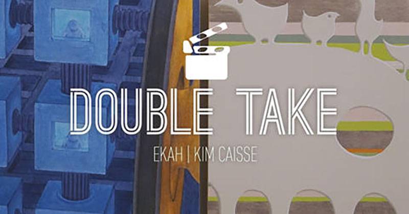 Image: Photo of EKAH and Kim Caisse's collaboration for Double Take. Photo from 40 North Facebook page.