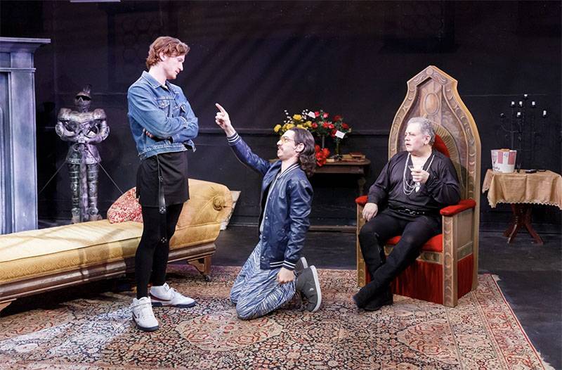 Image: Scene from I Hate Hamlet, Left to right, Andrew Simek, Jace Jamison and Kevin Paul Wickart. Photo by Jesse Folks.
