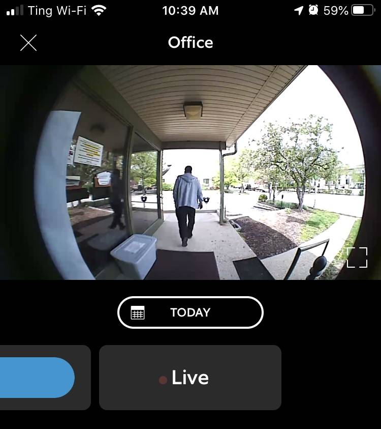 Screenshot of a Ring doorbell video. Screenshot by Danielle Chynoweth. 