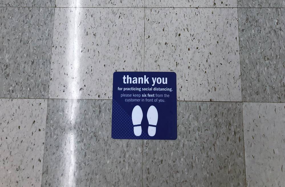 Floor sticker at Meijer that says 
