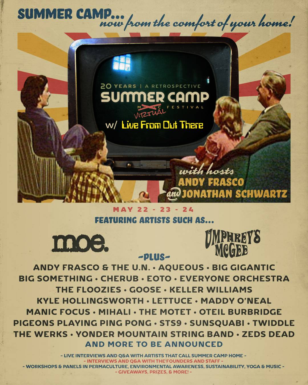 IMAGE: Poster designed for Summer Camp Music Festival's 20 year anniversary virtual festival. Image from Summer Camp's email blast.