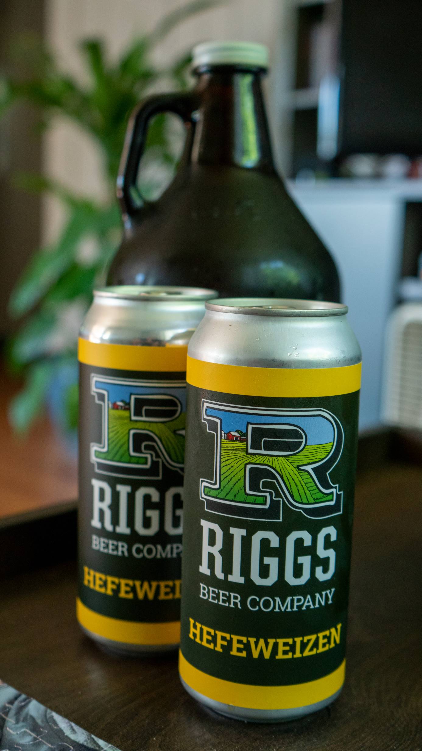 Two cans of Riggs Heffeweissen beer. Photo by Jordan Goebig.