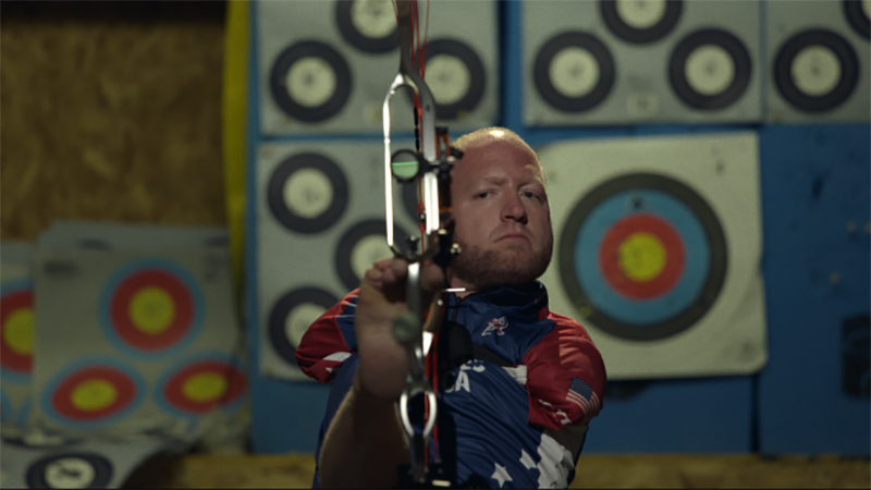 American archer Matt Stutzman takes aim with his bow. Photo by Netflix.