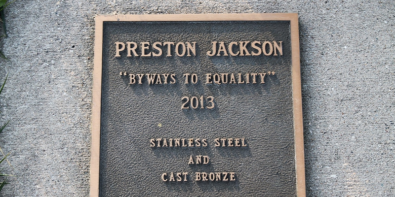 a plaque that states Preston Jackson Byways To Equality 2013