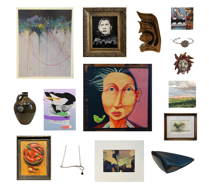 Collage of work by local artists. photo from The Gilbert Gallery website.