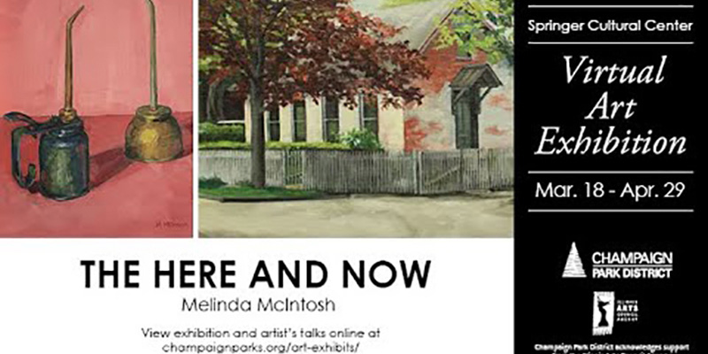 Promotional image for The Here and Now, an exhibit of work by Melinda McIntosh. Photo from the Springer Cultural Center website. 