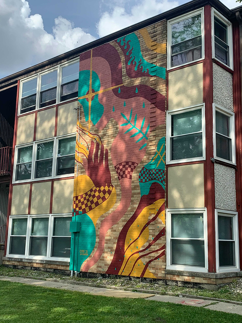 Photo of Carlie Upchurch's new mural in downtown Urbana. Photo by Seth Fein.