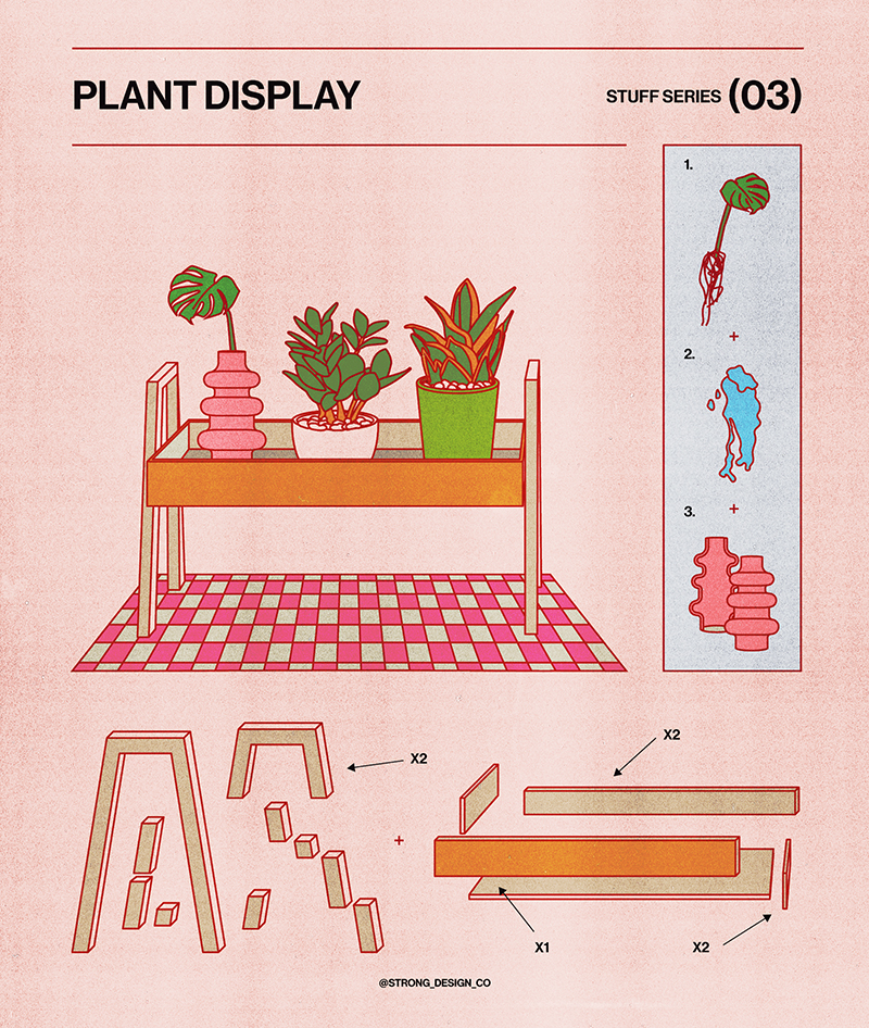 Illustration, Plant Display, Stuff Series 3. Image by Brooke Armstrong, Strong Design Co.