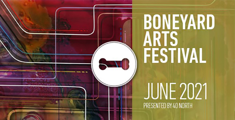 Boneyard Arts Festival poster featuring crop of Greg Stallmeyer's 