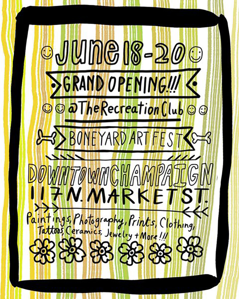 Poster for The Rec Club's grand opening the weekend of Friday, June 18th. Image from The Rec Club's Instagram. 