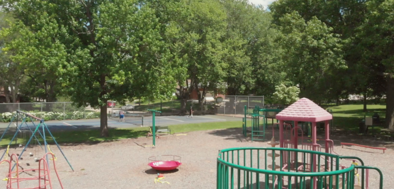 a children's playground in a park