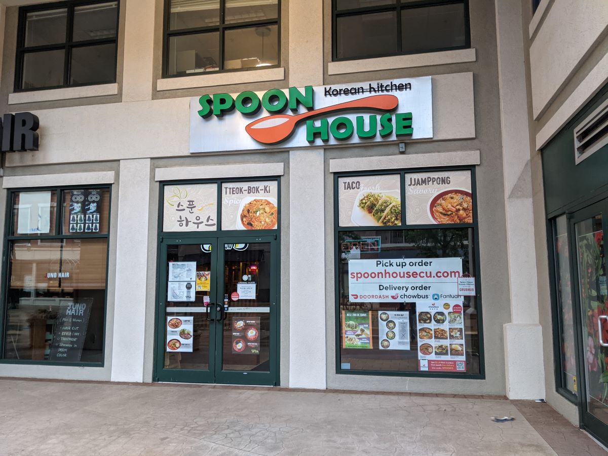 A picture of the storefront of the Spoon House Korean kitchen as seen from Green Street. Photo by Tias Paul.