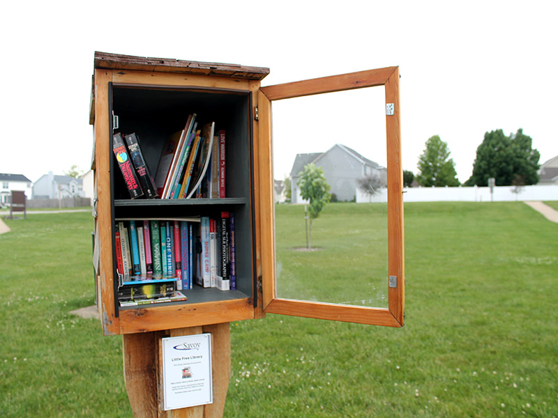 a little lending library in a park 