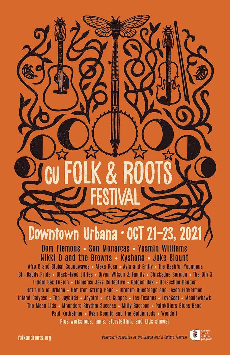 Lineup poster for the CU Folk and Roots Festival