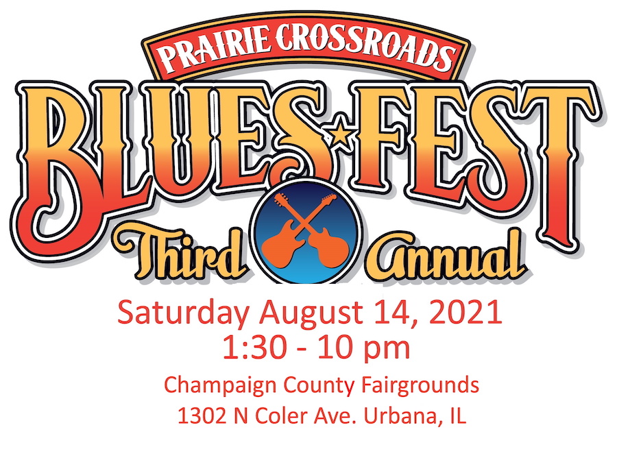 Promotional poster for Prairie Crossroads Blues Fest, with festival dates and time.