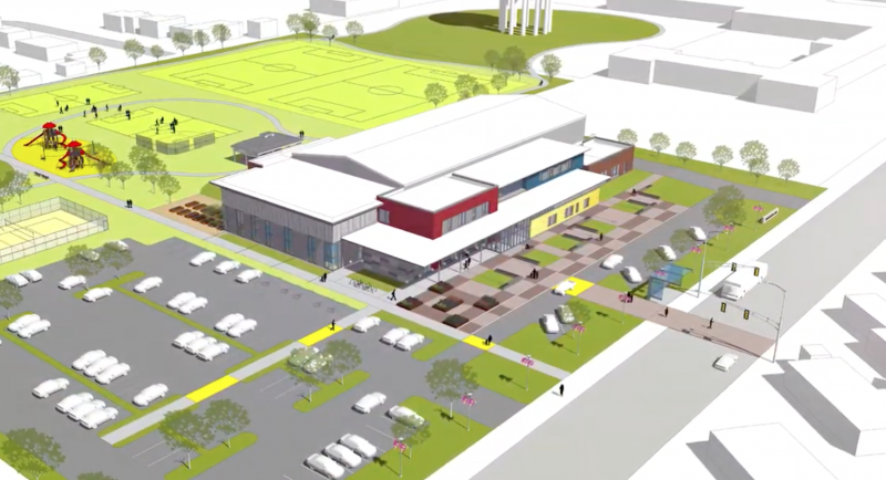 a digital color rendering of the exterior of the soon to be Martens Center 