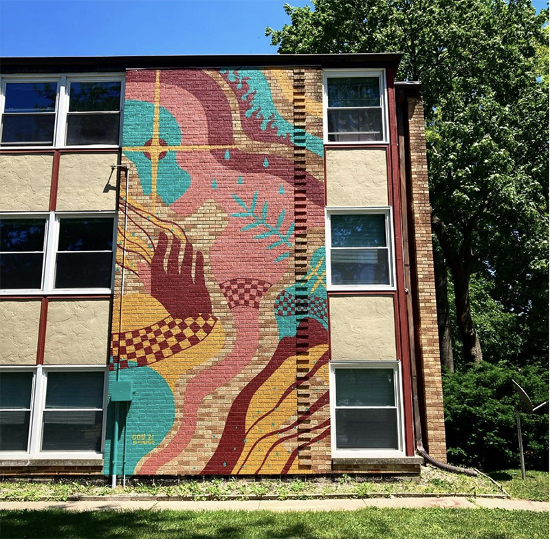 Mural by Carlie Upchurch in Downtown Urbana. Photo from Carlie Upchurch's Instagram.