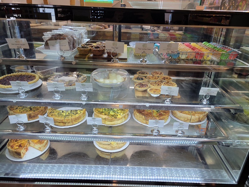 One part of the Pekara display case showing many quiches, pies, and macaron. Photo by Matthew Macomber.